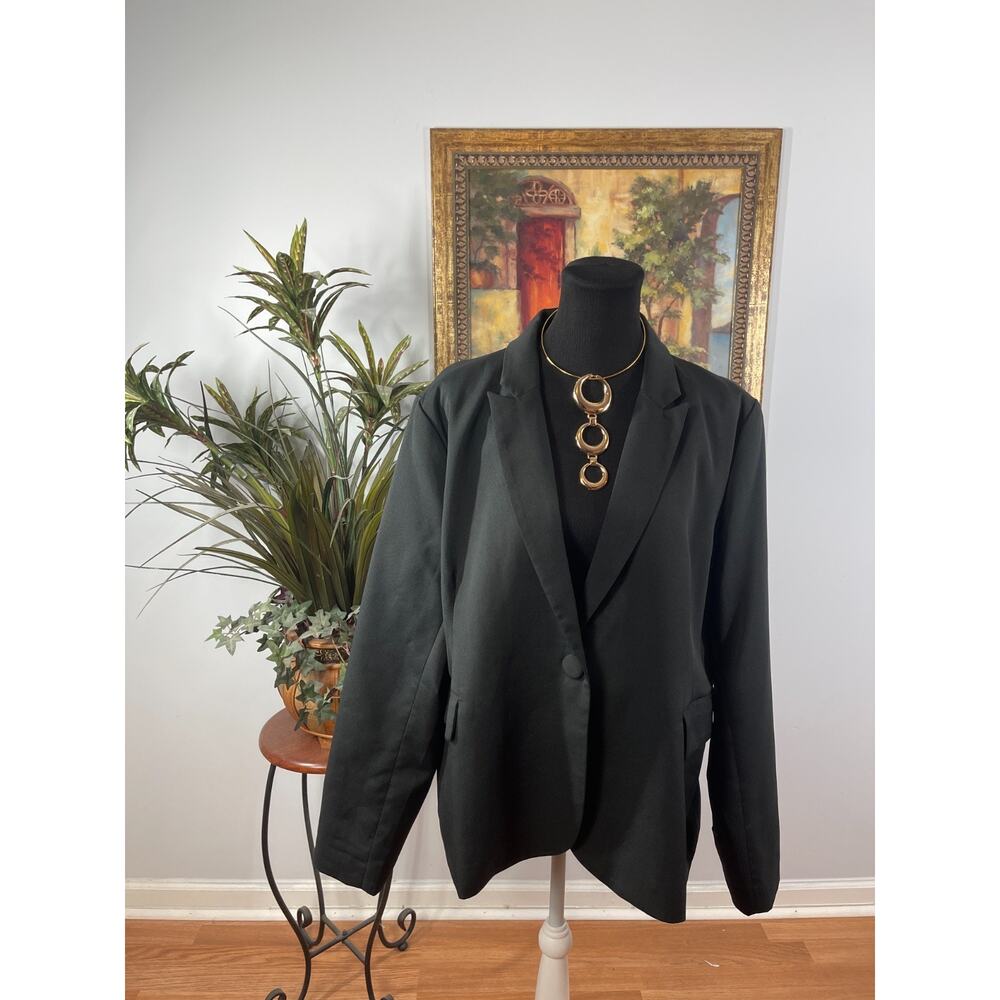 Blazer Jacket Size 2XL Womens Black Single Vented Corporate Goth Sophisticated